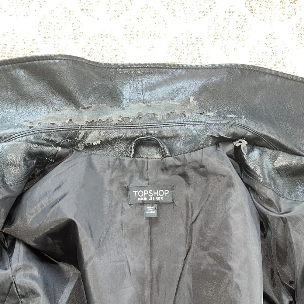 Topshop Black faux leather Moto Jacket - Picture 7 of 9